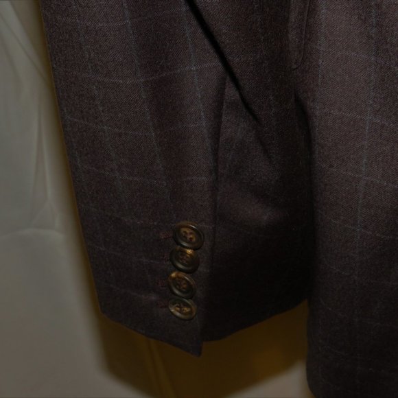 Brunello Cucinelli Brown Flannel Windowpane Double Breasted Blazer 40 NWT $2995 - Picture 7 of 12